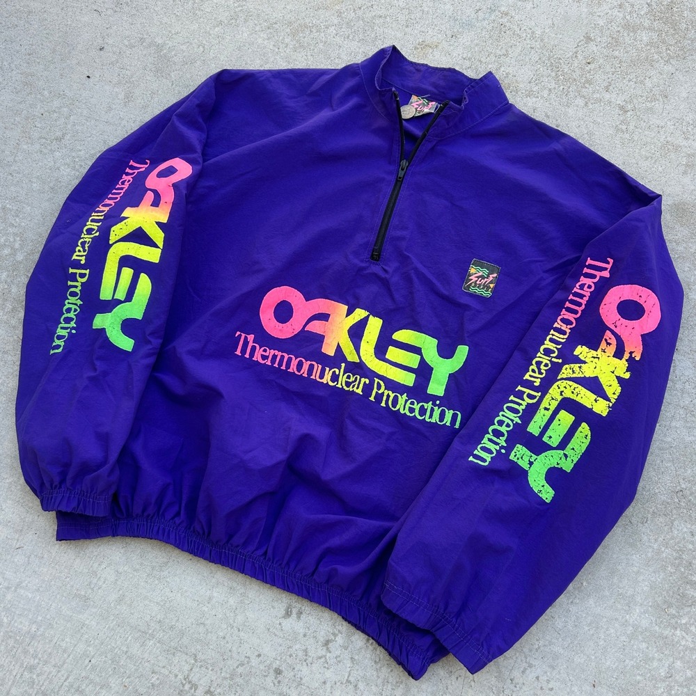 Vintage 90s Oakley Surf Style Windbreaker Purple Thermonuclear Software Pullover